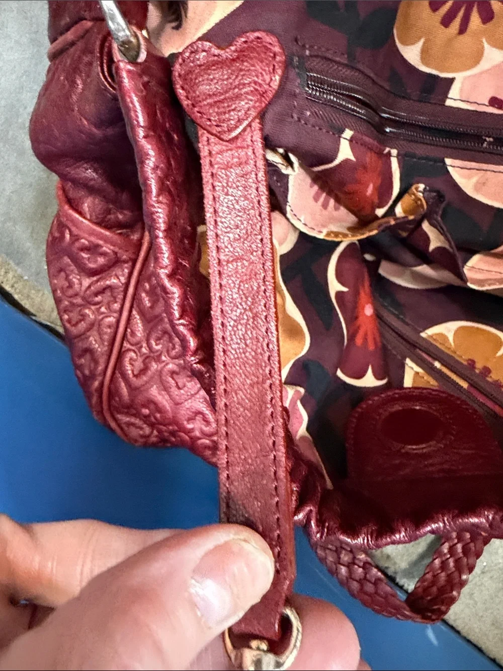 Brighton Bags | Brighton Griffith Rasberry Red Heart Embossed